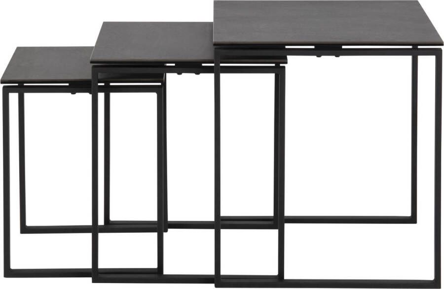 Sohome Bijzettafel Parker Keramiek Set van 3 stuks Zwart Vierkant