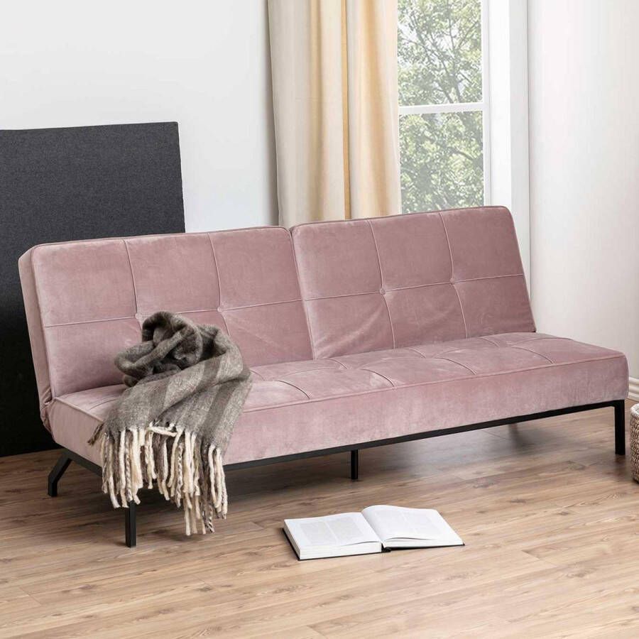 Woonexpress Slaapbank Elzen Roze Velvet 87x198x95cm (hxbxd) Geen Hoek