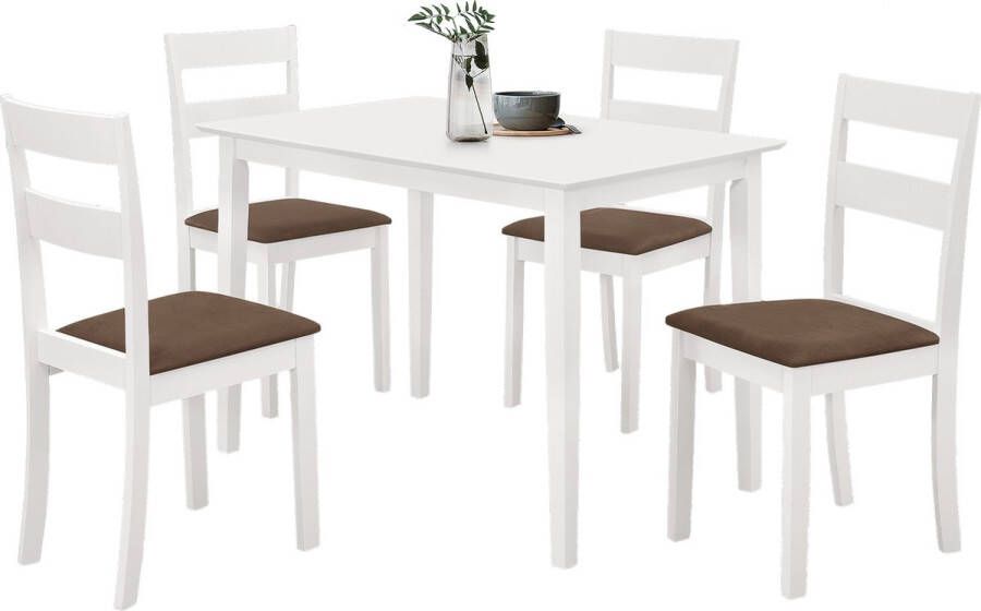 Emob Tafelset Damir met 4 stoelen wit