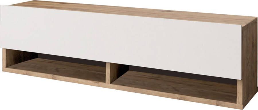 Emob- TV Meubel Modern TV-meubel Melamine coating Atlantic Pine Wit 100cm Wit; Bruin