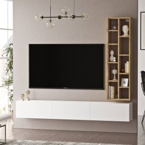 Emob- TV Meubel Yardley TV-meubel 100% Melamine Eiken Wit 18mm Dikte 174 Breedte 27cm Wit