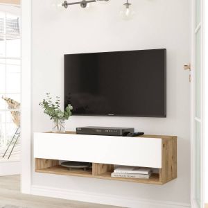 Emob- TV Meubel Modern TV-meubel Melamine coating Atlantic Pine Wit 32cm Wit; Bruin