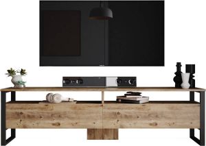 Meise Emob- TV Meubel Modern TV-meubel Melamine coating Metalen poten Meerdere planken Aan de muur te bevestigen Zilver Zwart 36cm