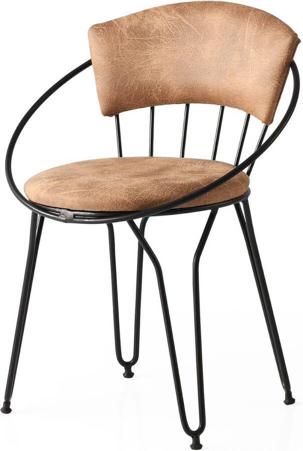 Emob Vella Stoel Set 100% Metalen Frame Fluwelen Stof Zwart Beige