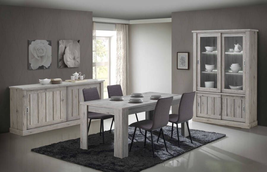Emob Vitrinekast Grijs 135cm Country