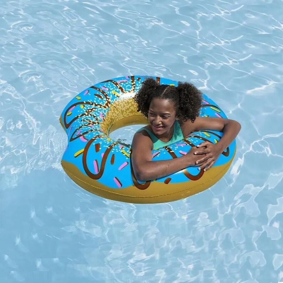 EmpireShop Opblaasbare Donut Zwemring Zwemband Drijfband Hoge Kwaliteit Vinyl 107 cm Blauw Voor Op Het Water In het Zwembad Op Vakantie Vanaf 12 Jaar