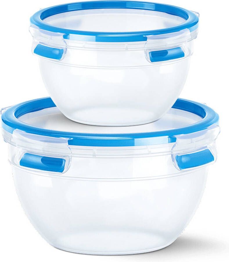 Emsa CLIP & CLOSE N1011600 Voorraaddoos Rond Container 2.6 l Blauw. Transparant 2 stuk(s)