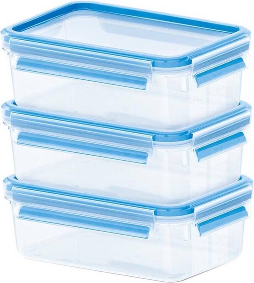 Emsa CLIP & CLOSE fresh-keeping tin set van 3 0 55 liter blauw