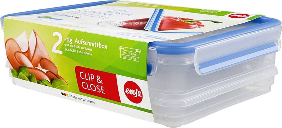 Emsa cold cuts box CLIP & CLOSE 1.65+1.0 liter transparant