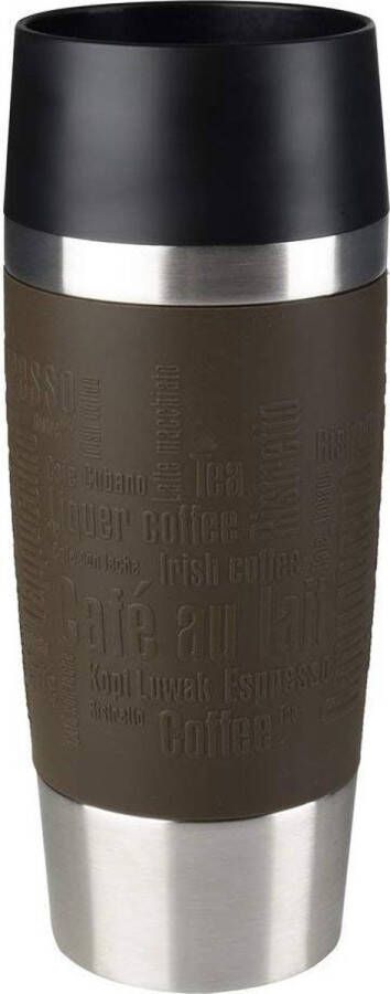Emsa Vacuum Travel Mug Insulated Drinking Cup with Quick Press Closure 360ml Brown