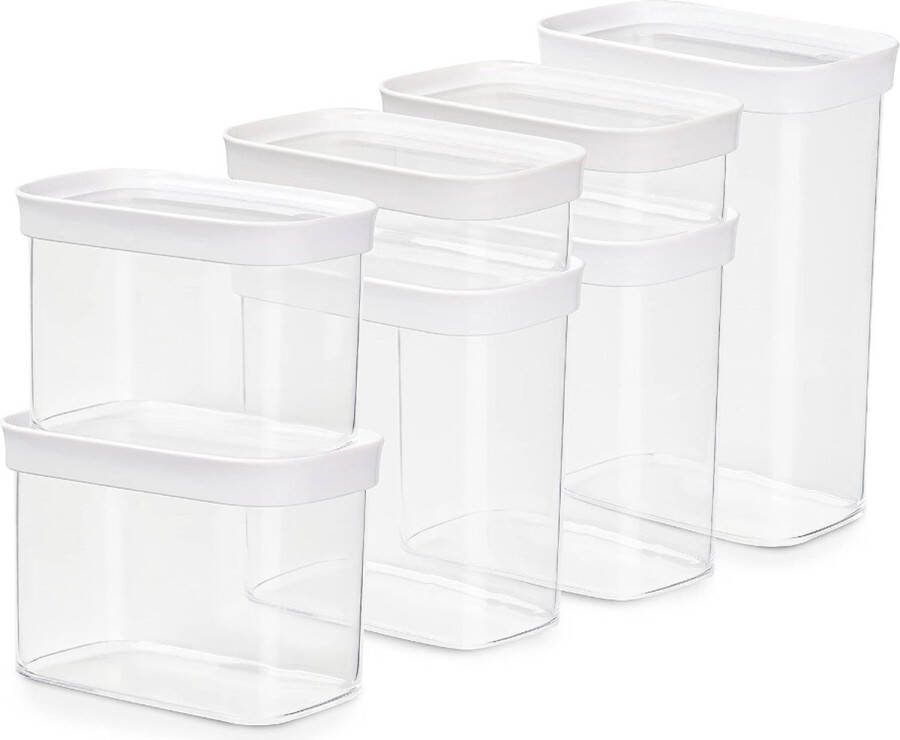 Emsa N1142900 Voorraaddoos Rechthoekig Set 8 3 l Transparant Wit 7 stuk(s)