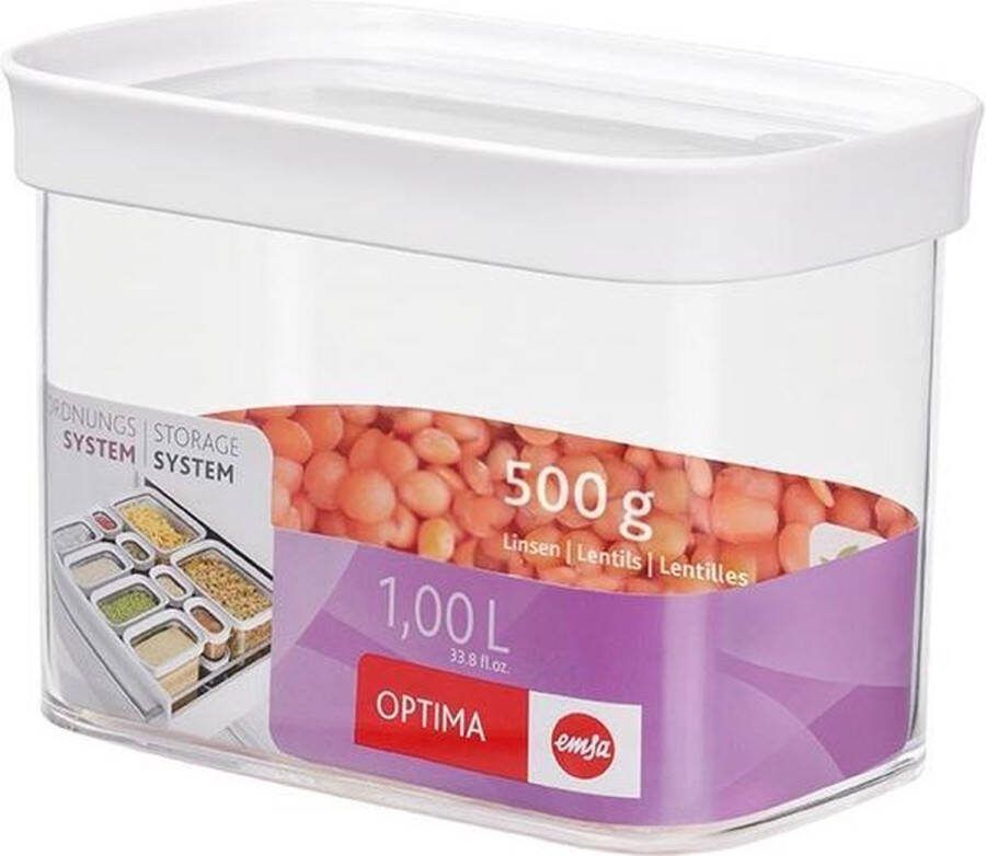 Emsa OPTIMA blikken voor droge opslag 1 0 liter trans wit