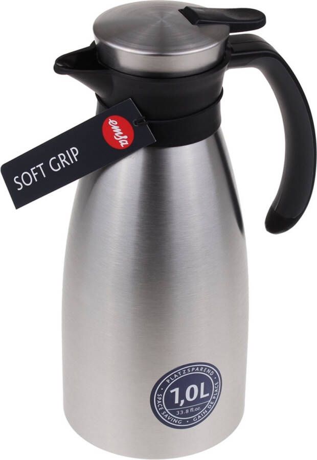 Emsa Soft Grip isoleerkan. Quick Tip. 1.0 L. RVS zwart