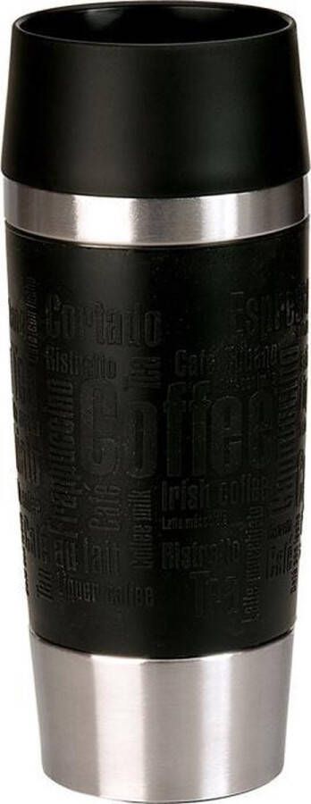 Emsa Travel Mug Isoleerbeker 0 36L rvs zwart siliconen band