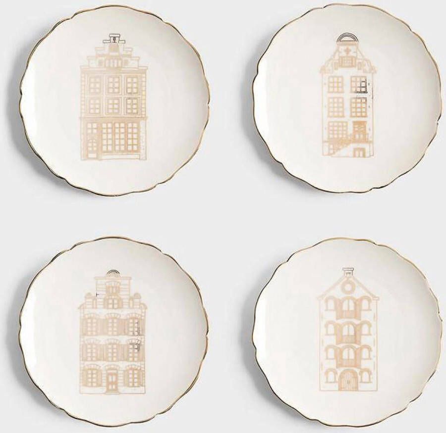 &k amsterdam bord Canal House small (Ø16 5 cm) (set van 4)