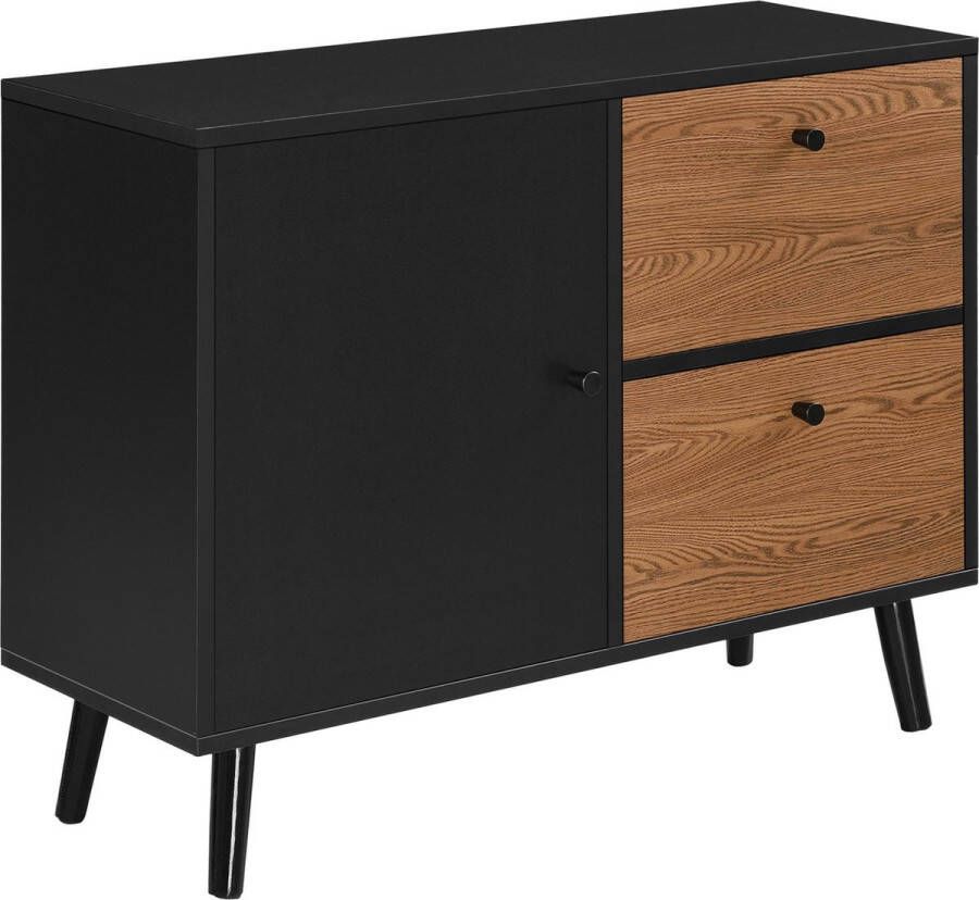 En.casa Commode Gislaved 62 5x80x30 cm zwart en houtkleurig