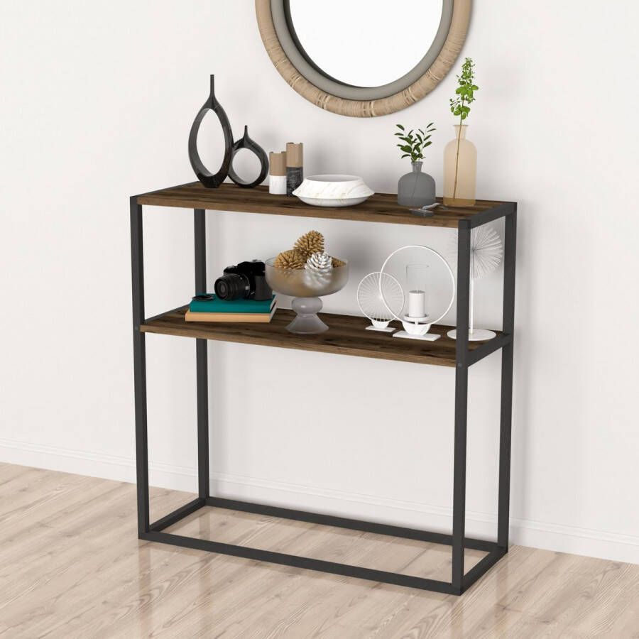 En.casa Console tafel Hemsedal sidetable 90x90x33 5 cm eiken antiek