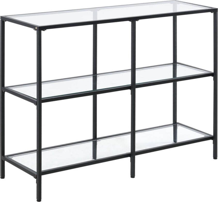 En.casa Console tafel Perstorp sidetable glas 100x30x73 cm zwart