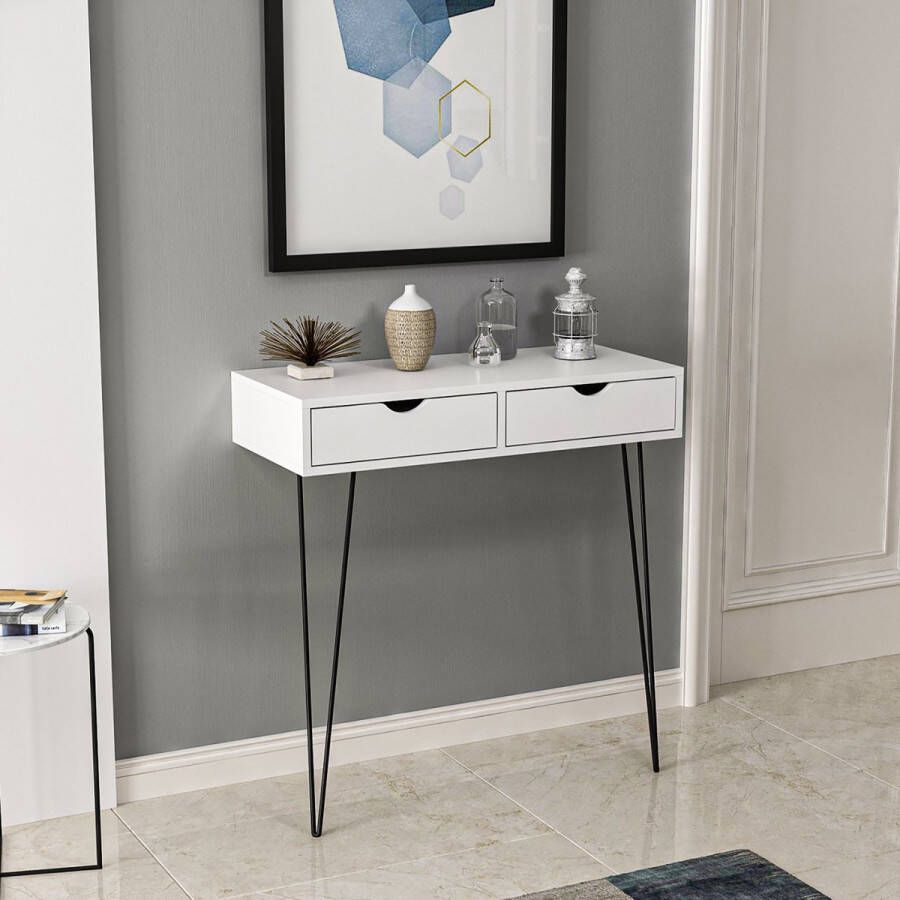 En.casa Console tafel sidetable Ebeltoft 90x90x40 cm wit