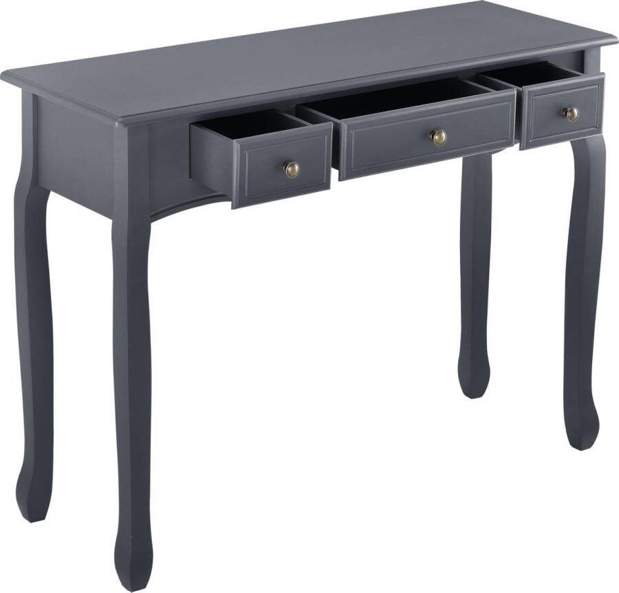En.casa Console tafel sidetafel 3 lades landelijk 100x35x78 donkergrijs