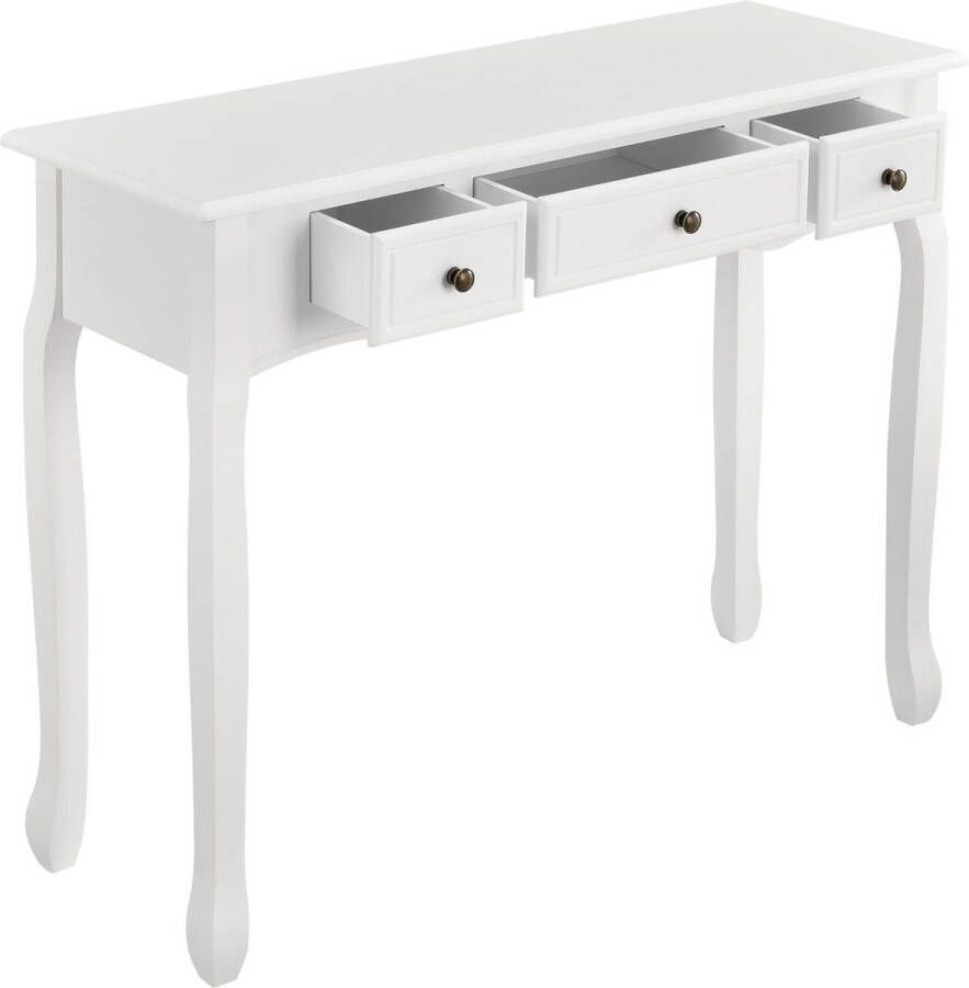 En.casa Console tafel sidetafel met 3 lades landelijk 100x35x78 cm wit