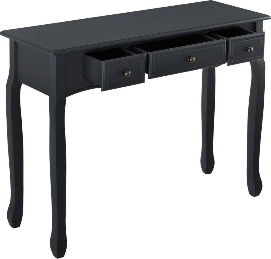 En.casa Console tafel sidetafel met 3 lades landelijk 100x35x78 cm zwart