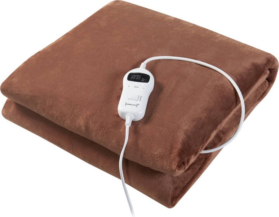 En.casa Elektrische deken Archi warmtedeken 200x150 cm bruin
