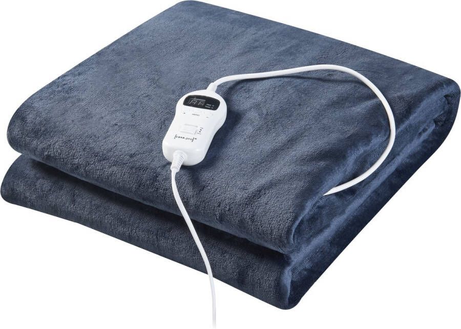 En.casa Elektrische deken Archi warmtedeken 200x150 cm donkerblauw