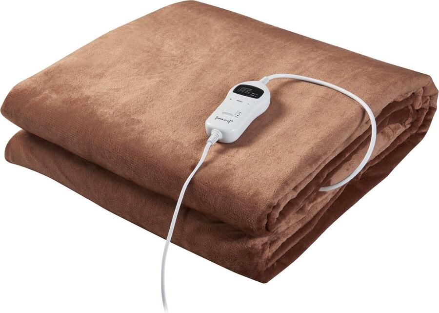 En.casa Elektrische deken Archi warmtedeken 180x130 cm bruin
