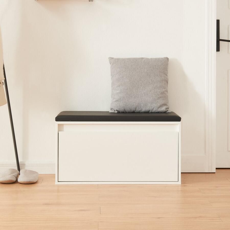 En.casa Schoenenkast Degerfors met lade 80x39x45 cm wit en zwart [ ]