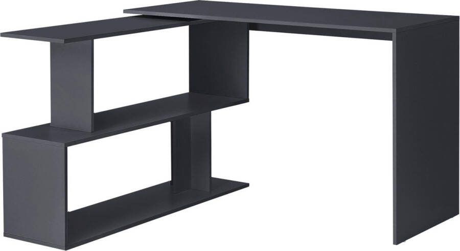 En.casa Hoekbureau met open kast Arendal 120x50x76 5 cm donkergrijs