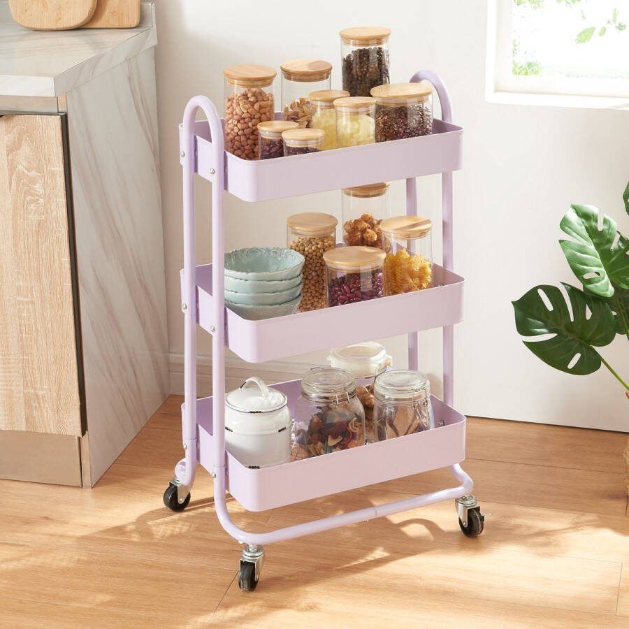 En.casa Keukentrolley Pyhäntä met 3 manden 78 5x46x35 cm lichtpaars [ ]