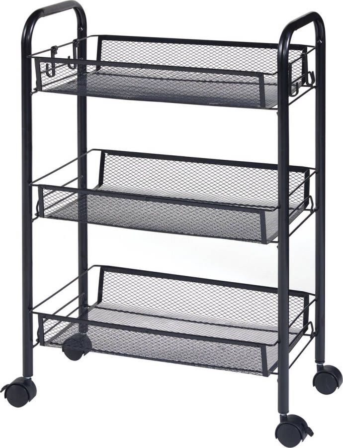 En.casa Keukentrolley Tromsø met 3 manden 63x44x26 cm zwart