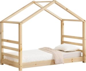 En.casa Kinderbed houten bed huisbed met bedbodem 80x160 hout