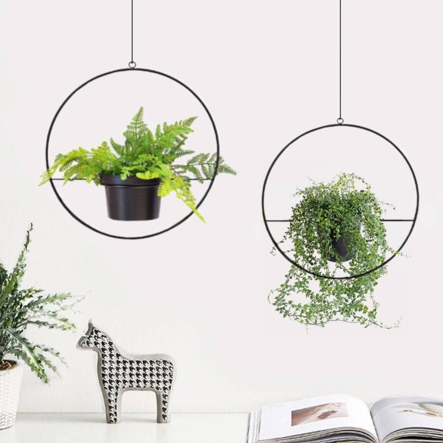 En.casa Plantenhanger Opsterland set van 2 zwart