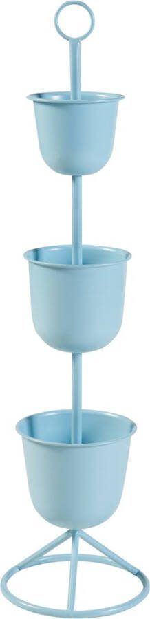 En.casa Plantenstandaard Alphen 3 bloempotten 110x28 cm lichtblauw [ ]