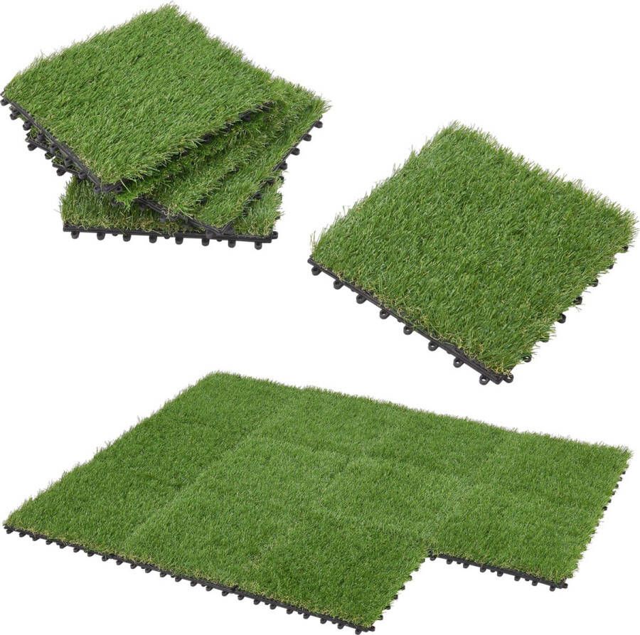 En.casa Premium terrastegels kunstgras Wiesloch ca. 1m² groen