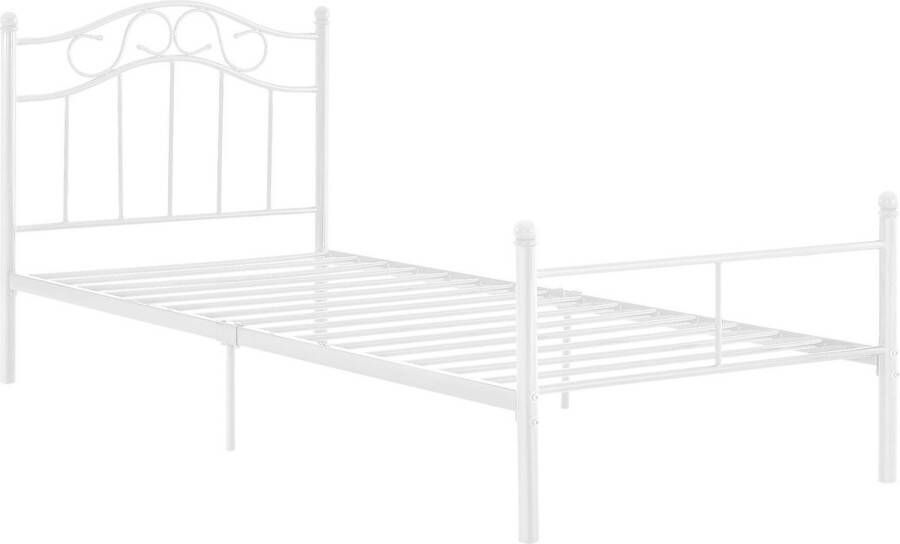 En.casa Stalen ledikant eenpersoonsbed met bedbodem wit