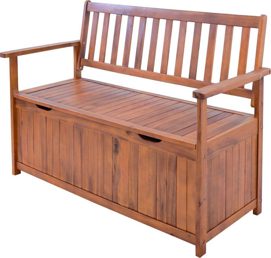 En.casa Tuinbank Avezzano tweezitsbank met opbergvak 130x60x88 cm houtkleurig [ ]