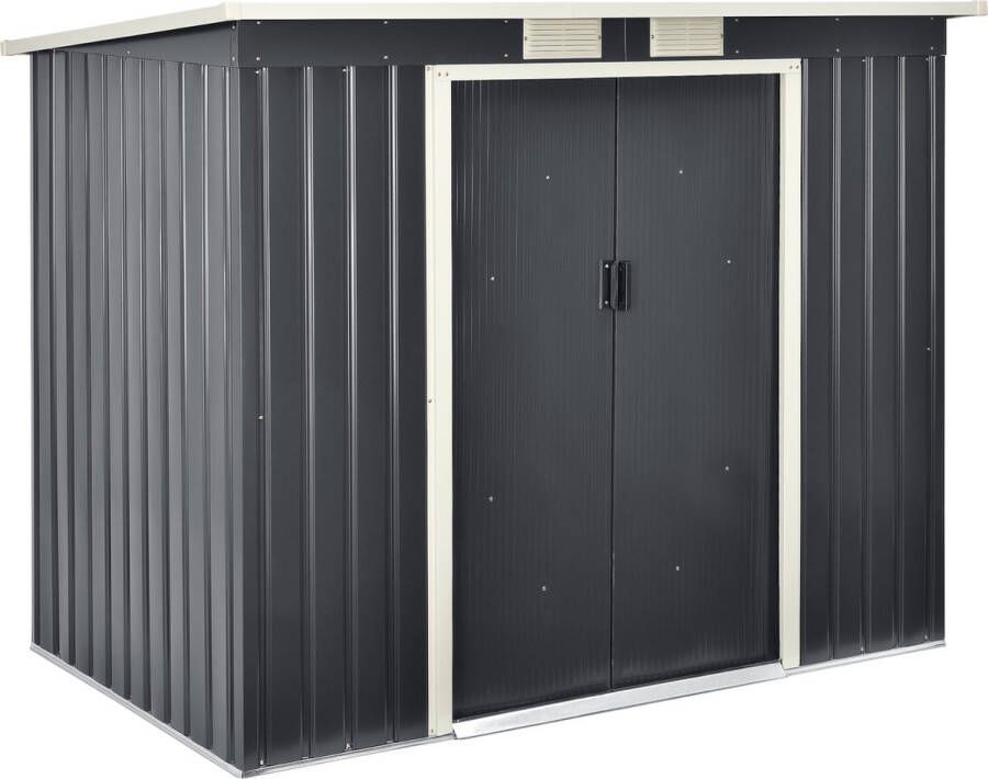 En.casa Tuinhuis tuinschuur met schuifdeur 213x130x173 cm 4 m³ donkergrijs