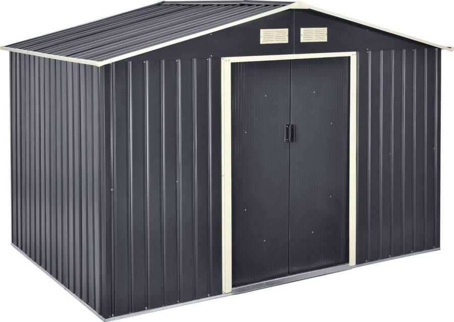 En.casa Tuinhuis tuinschuur met schuifdeur 277x191x192 cm 9 m³ donkergrijs