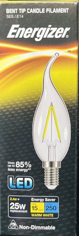 Energizer LED Kaars Tip 2 4W (=25W) 2700K (extra warm wit) 250 Lumen OMDOOS 12 STUKS!