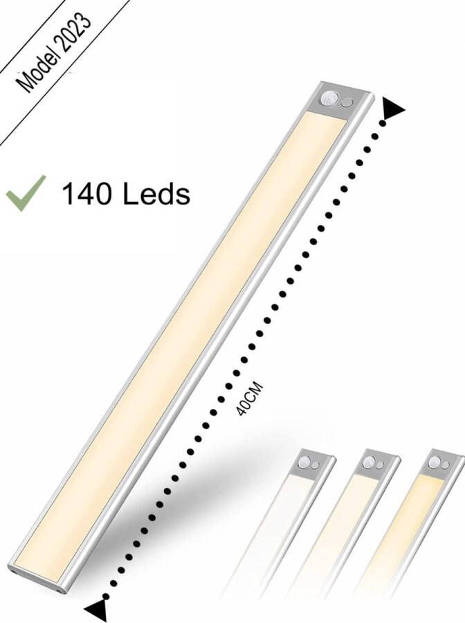 Energy Led lamp Led Strip 40 cm-140 Leds -Accu -3 standen -warm licht koud licht fel licht Opladen USB C -Lichtsensor- Magnetische Ophanging