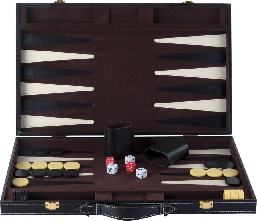 Buffalo Backgammon ingelegd 46 x 30 cm zwart Backgammon ingelegd zwart (46x30 cm)