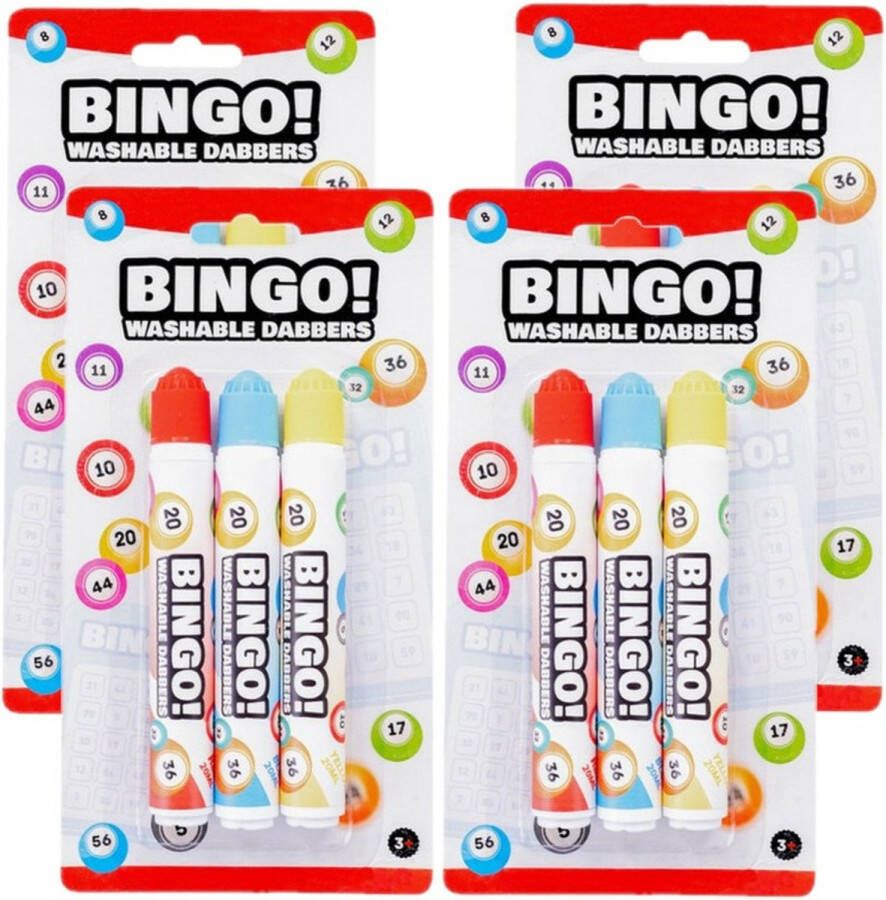 Engelhart Bingo stiften markers dabbers 12x blauw geel rood 20 ml