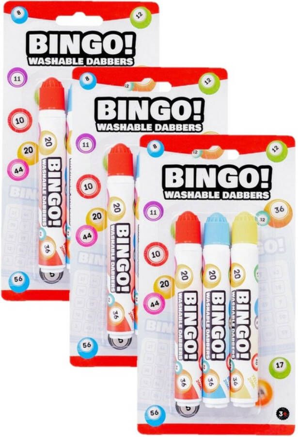 Engelhart Bingo stiften markers dabbers 9x blauw geel rood 20 ml