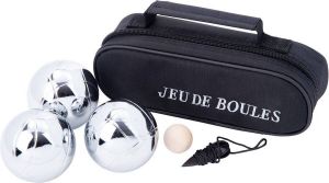 Coppens Metalen jeu de boules in zwarte tas met rits. 3 ballen met een diameter van 74mm