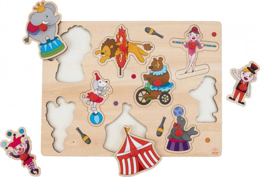 Engelhart Houten knopjes noppen speelgoed puzzel circus thema 30 x 22 cm Educatief speelgoed voor kinderen