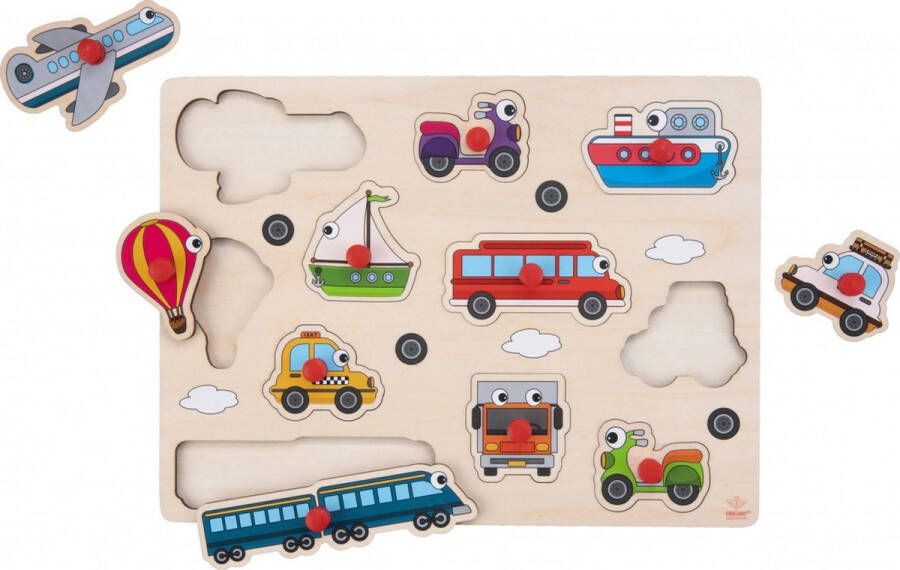 Engelhart Houten knopjes noppen speelgoed puzzel voertuigen thema 30 x 22 cm Educatief speelgoed voor kinderen