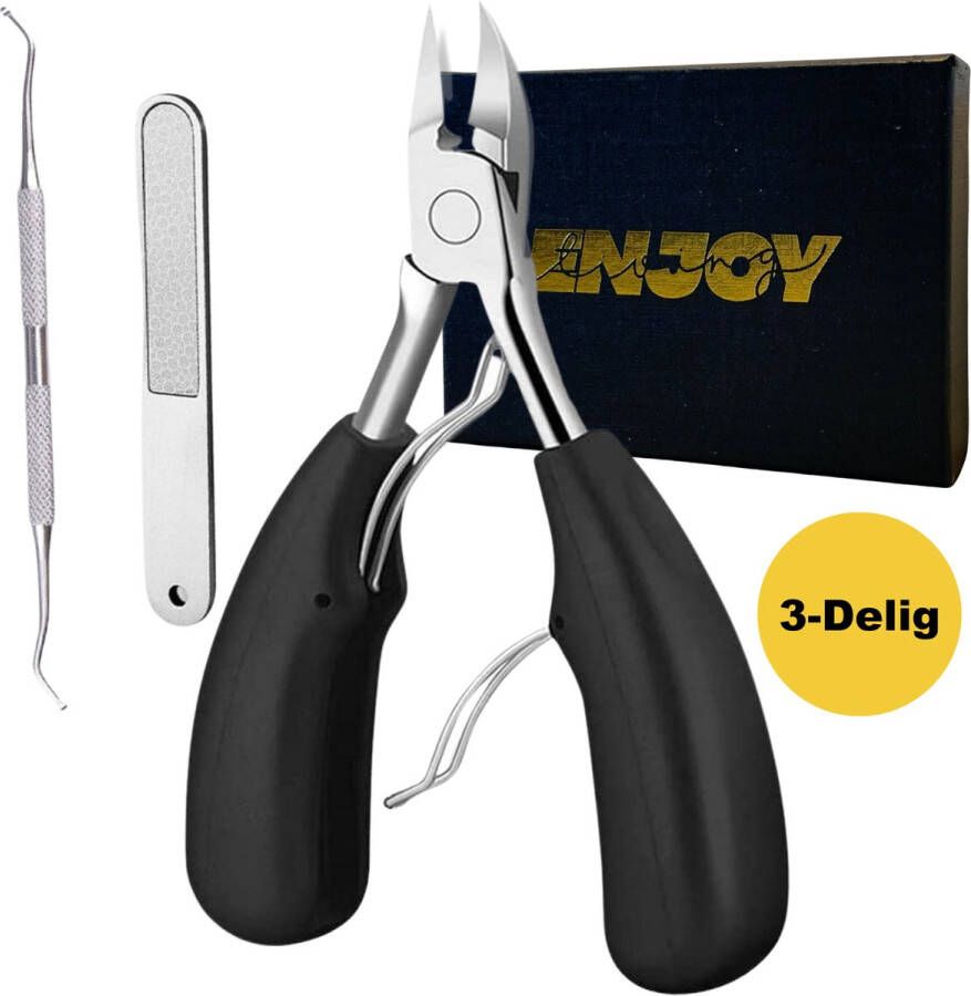 Enjoy Living Pro Nageltang RVS Nagelknipper Nagelschaar voor Ingegroeide Teennagels Dikke Nagels & Kalknagels Kromme Bek voor Hoekjes Hoektang met Dubbele Vering